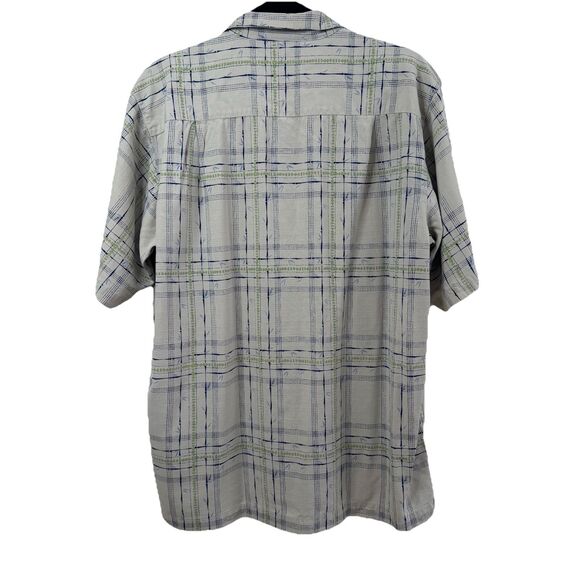 Izod Golf Shirt Washable 100% Silk Button Up Large Beige Hawaii Aloha Shirt - Picture 5 of 12